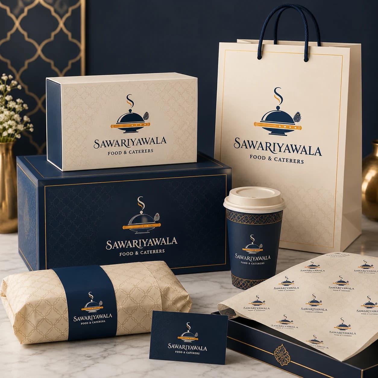 Elegant Sawariyawala catering setup and packaging
